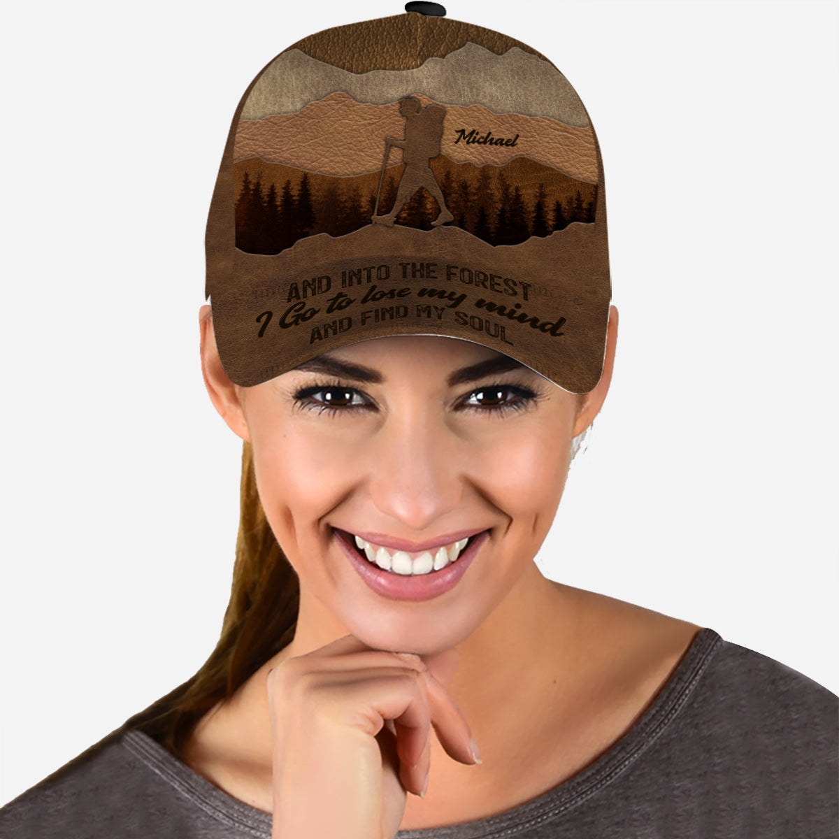 Und hinein in den Wald gehe ich - Personalisierte klassische Wanderkappe