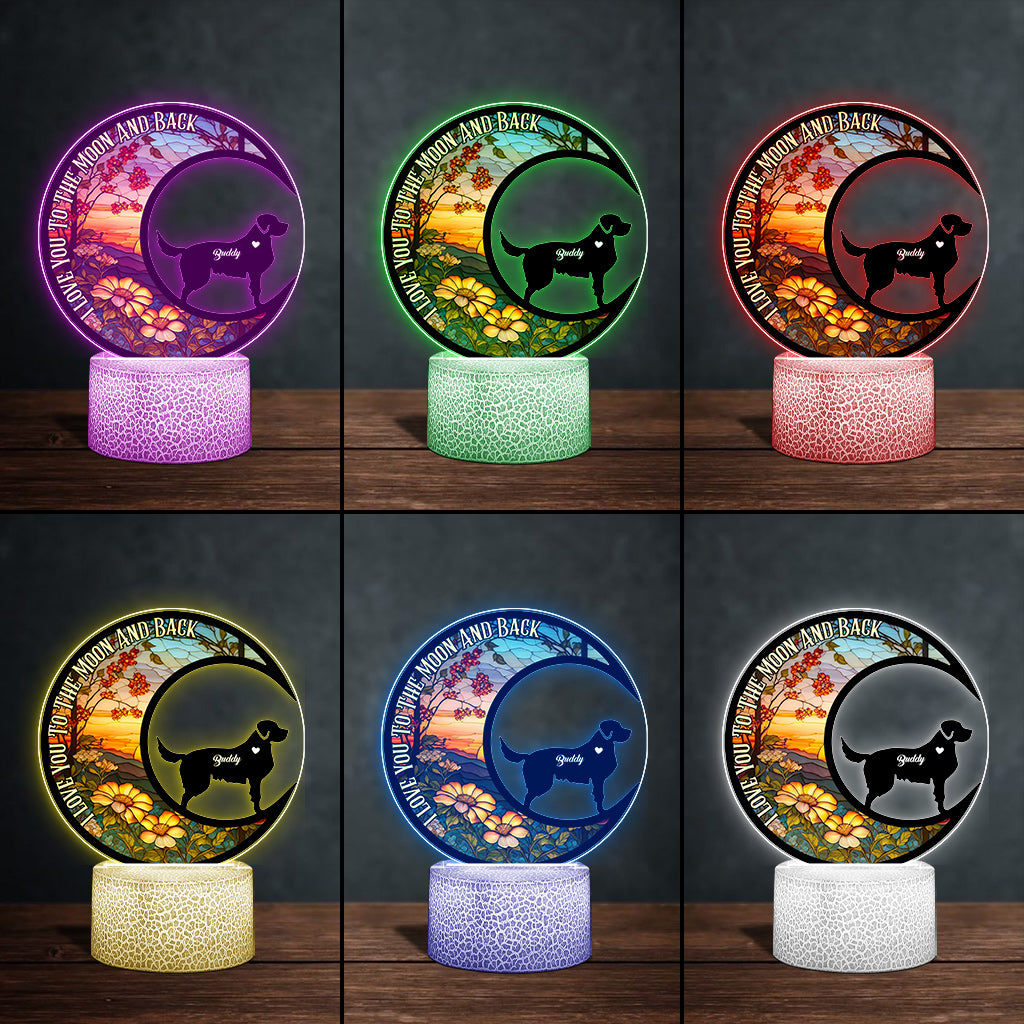 I Love You To The Moon And Back - Gift for dog lovers - Personalized Shaped Plaque Light Base
