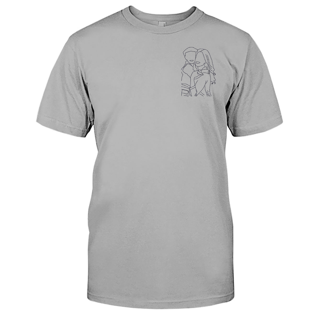 Custom Line Art - Personalized Mother Embroidered T-shirt