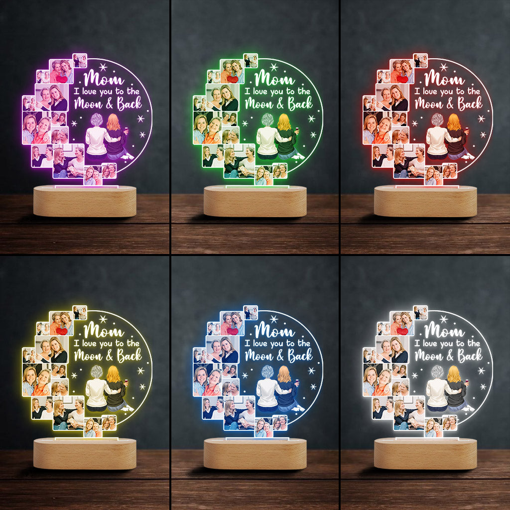 I Love You To The Moon & Back - Personalized Mother Shaped Plaque Light Base
