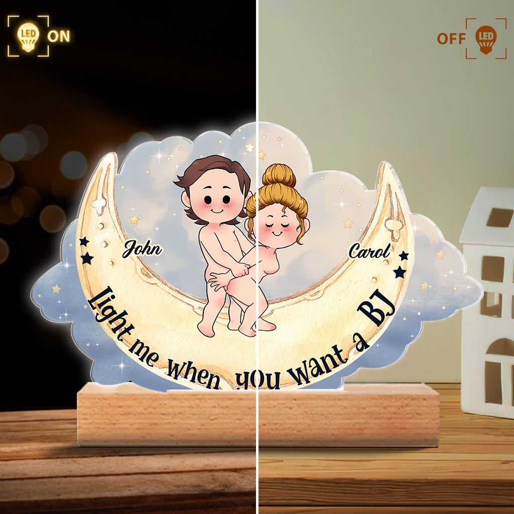 Light Me When You Want A BJ - Personalized Couple Shaped Plaque Light Base