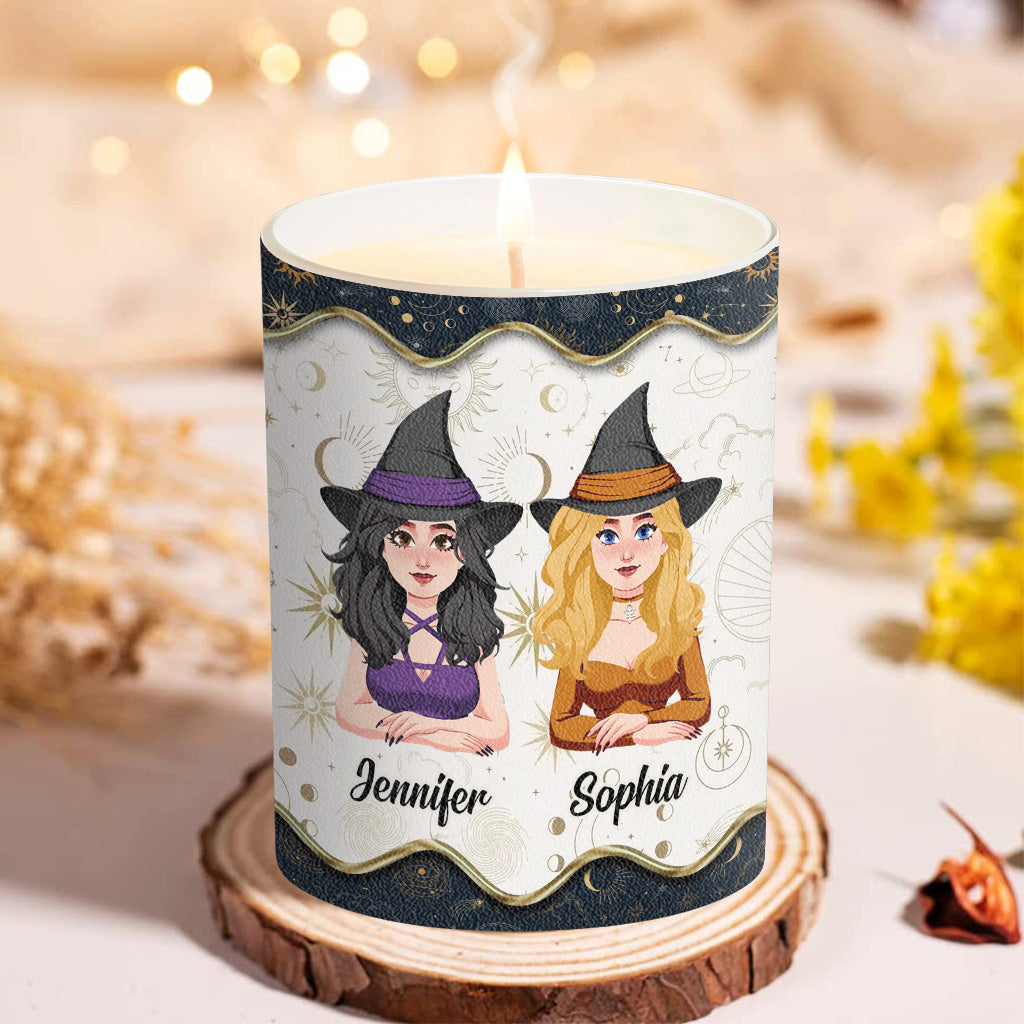 We're Not Sugar And Spice - Personalized Witch Candle With Wooden Lid