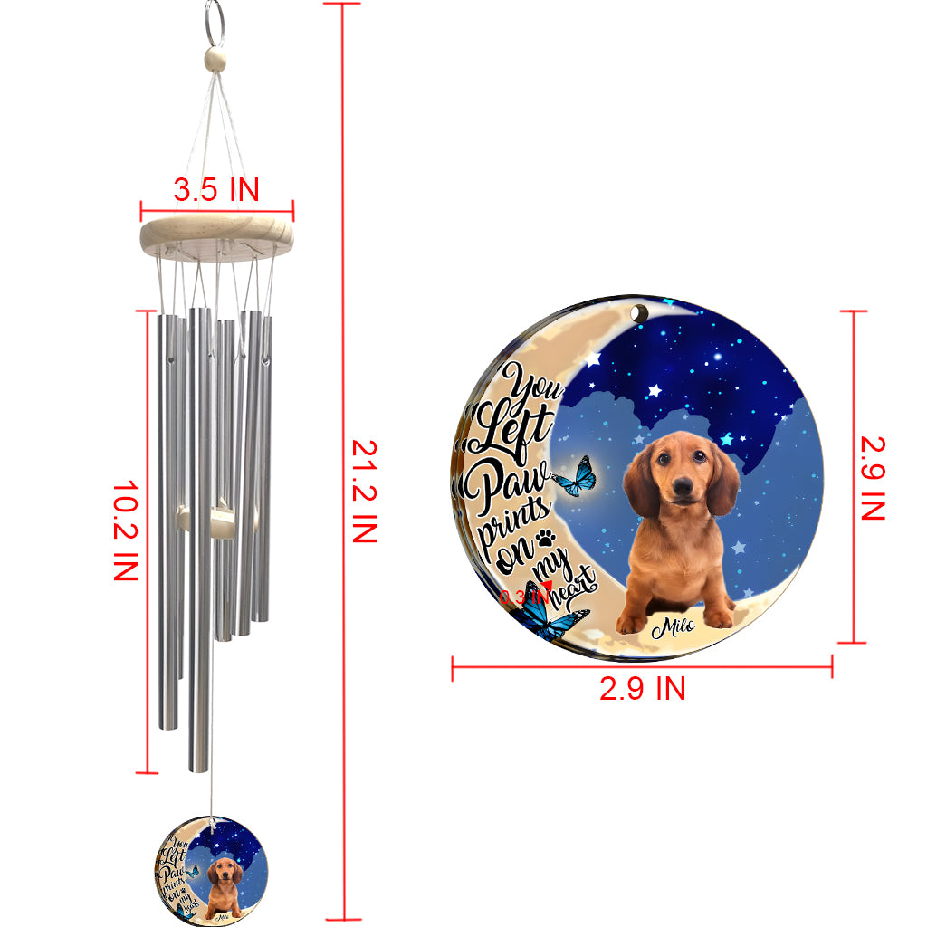 Empreintes de pattes sur mon cœur - Carillon éolien personnalisé pour chien