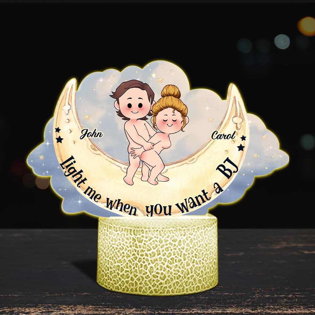 Light Me When You Want A BJ - Personalized Couple Shaped Plaque Light Base
