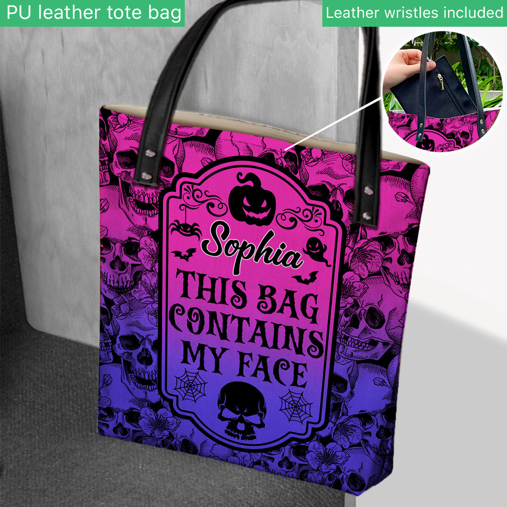 Ce sac contient mon visage - Sac fourre-tout personnalisé en forme de crâne