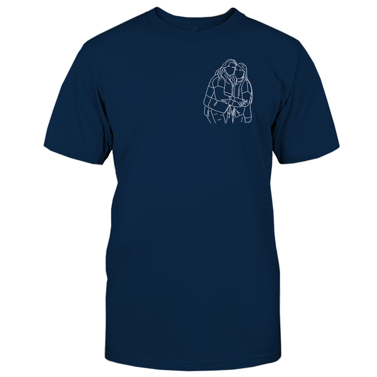 Custom Line Art - Personalized Sibling Embroidered T-shirt