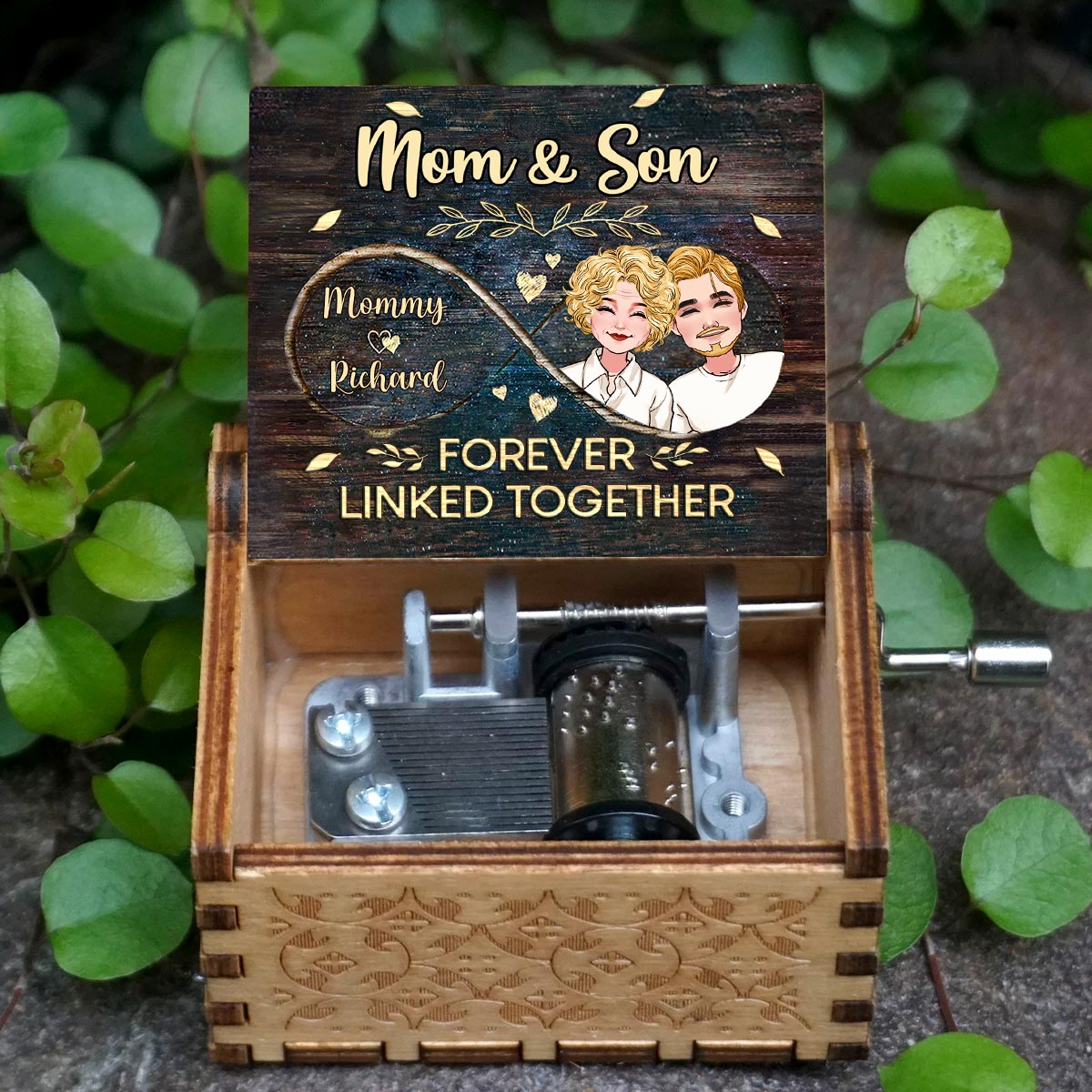 Side By Side - Gift for mom, grandma, daughter, son, granddaughter, grandson - Personalized Hand Crank Music Box
