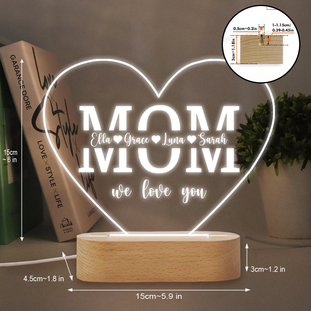 Love Mom - Personalized Mother Shaped Plaque Light Base