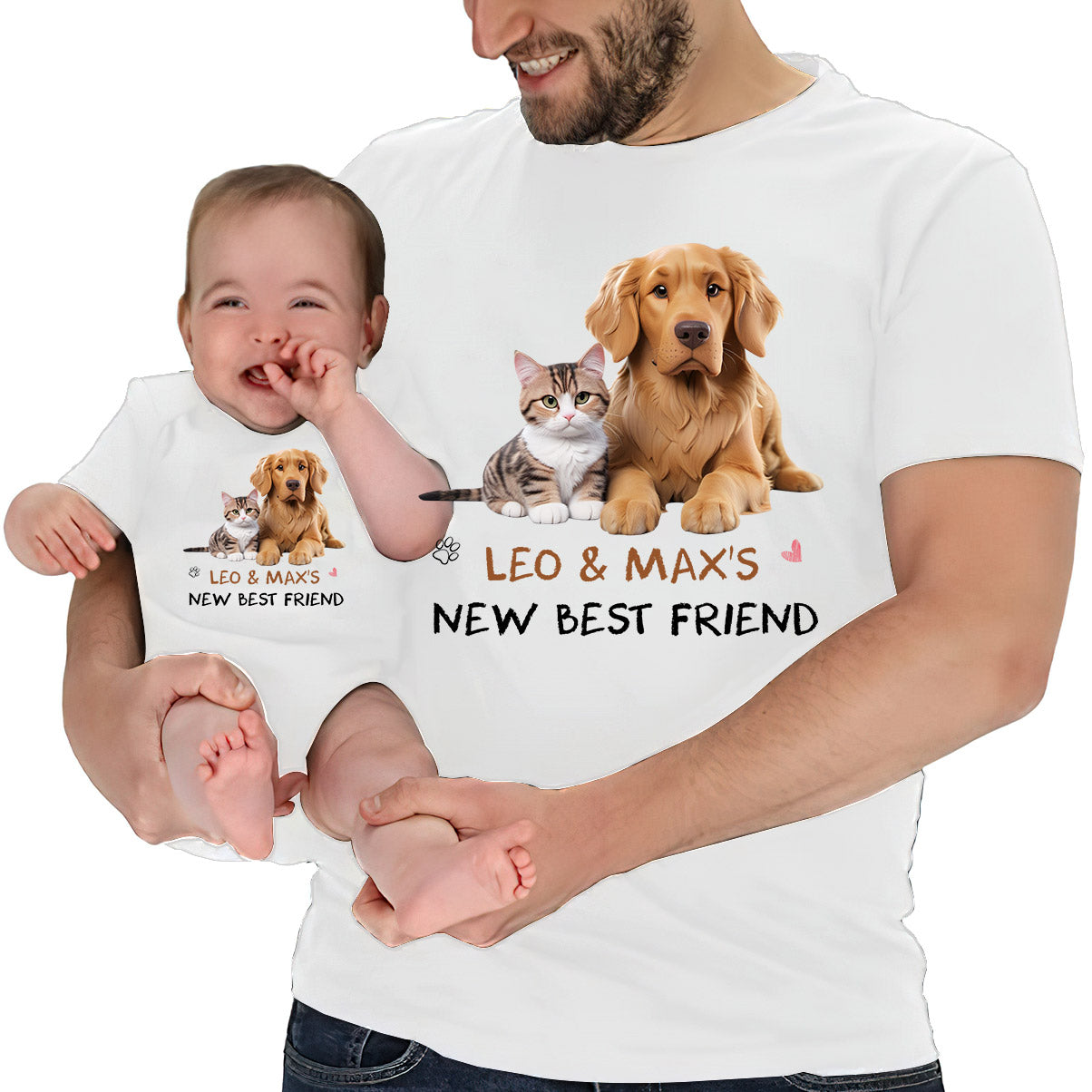 Photo de votre animal de compagnie dessinée personnalisée - Cadeau de naissance - Body bébé personnalisé