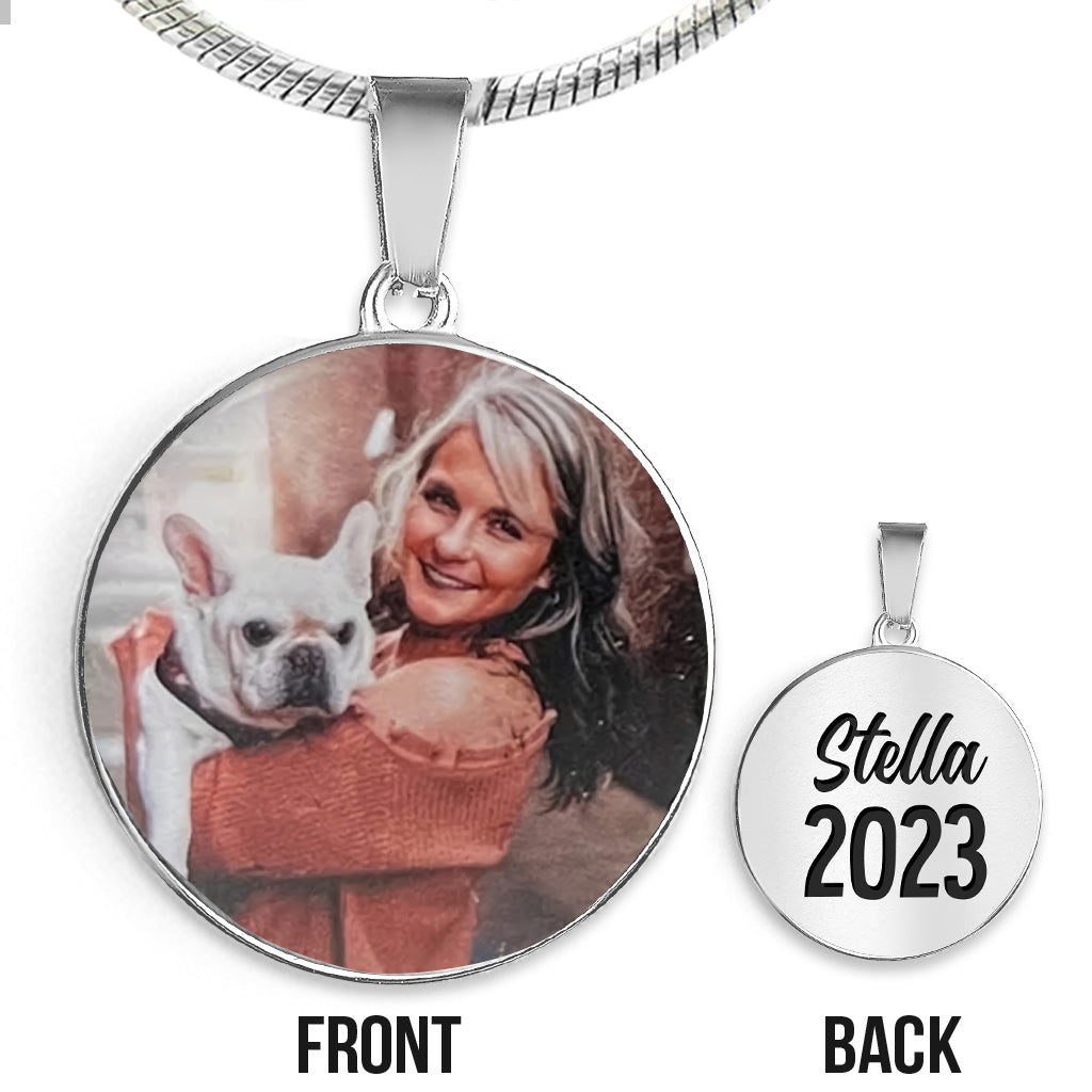 J'ai traversé le pont arc-en-ciel - Cadeau pour les amoureux des chiens, ceux qui ont perdu leur chat ou leur chien - Collier pendentif rond personnalisé