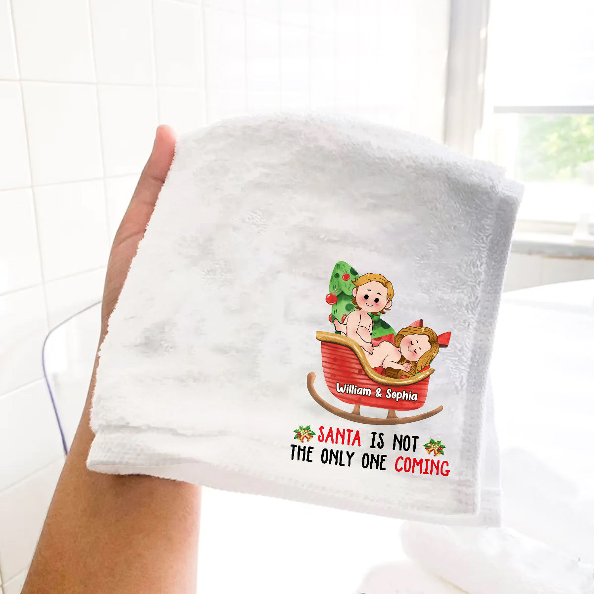Santa Is Not The Only One Coming - Personalized Couple Towel