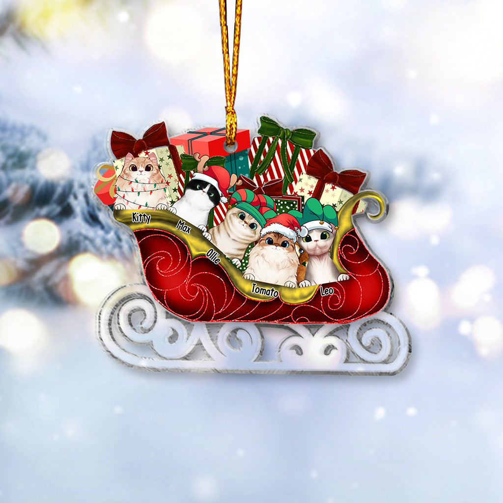 Merry Christmas - Personalized Cat Transparent Ornament