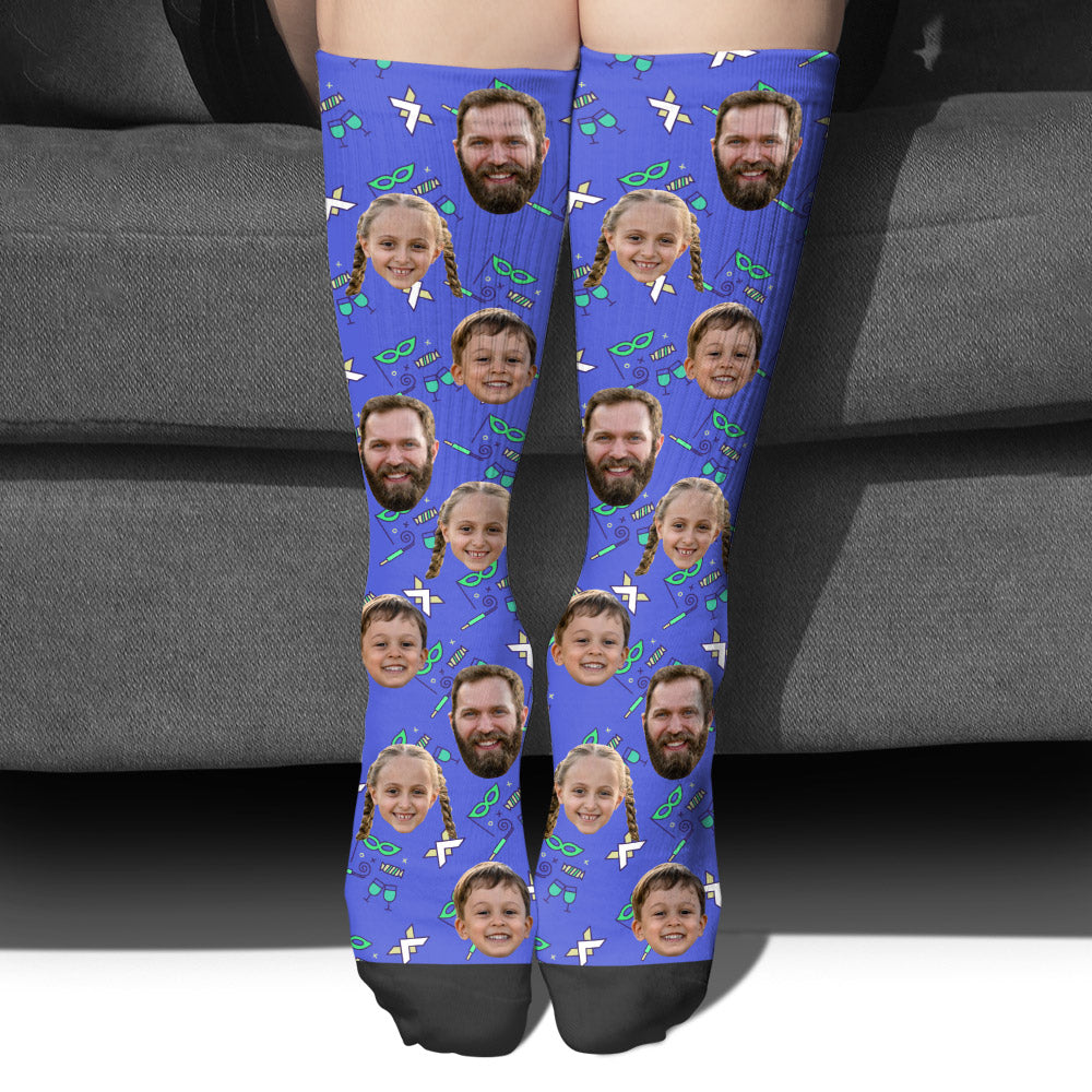 Custom Face Party Pattern - Personalized Father Socks
