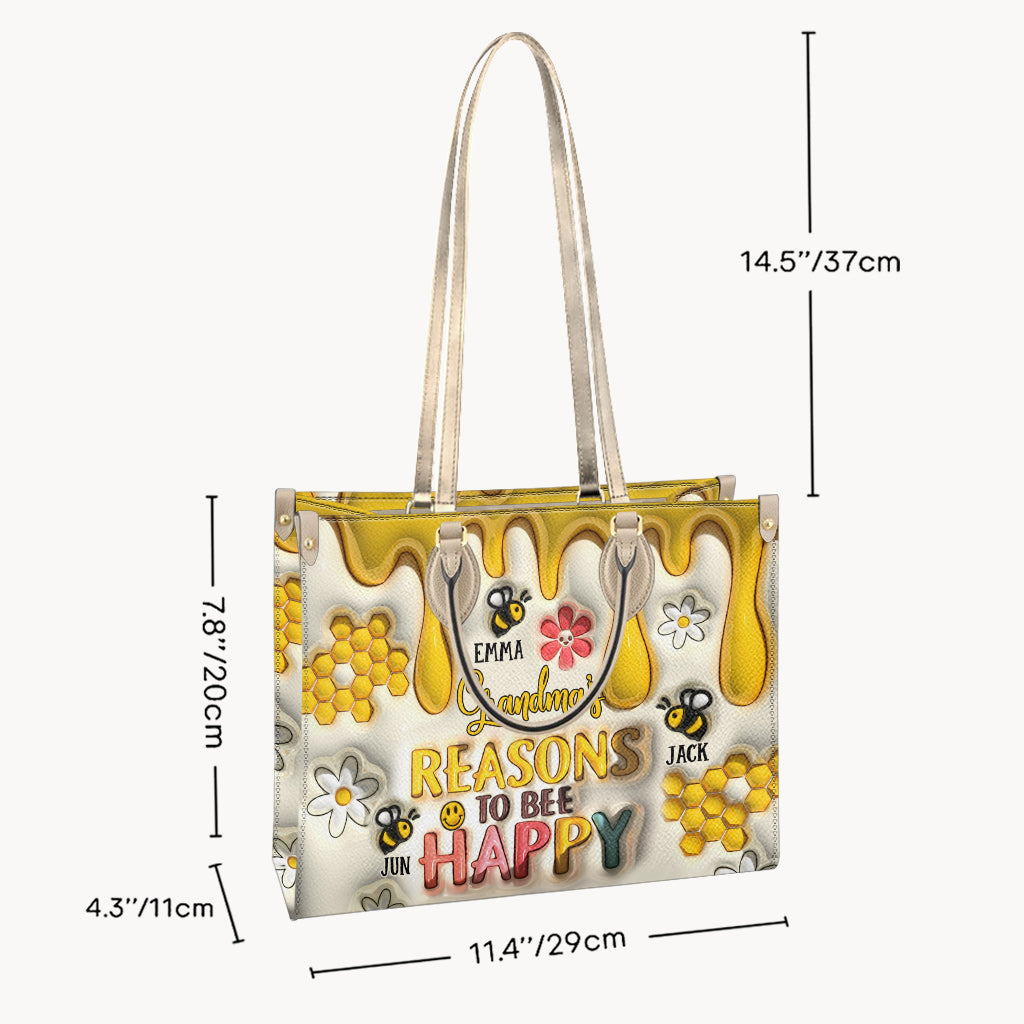 Gründe für Omas Glück – Geschenk für Oma – Personalisierte Lederhandtasche