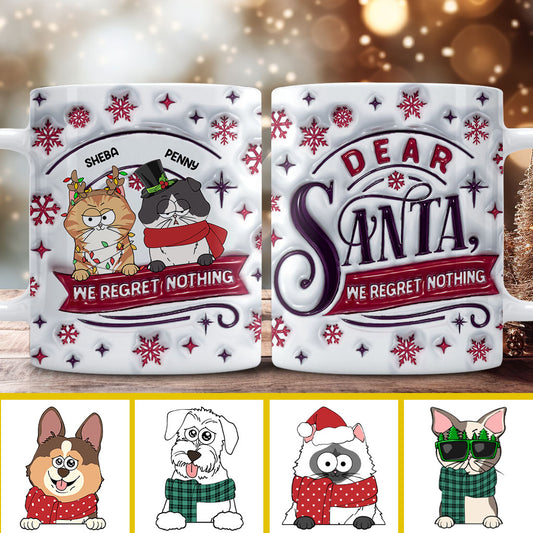 Cher Père Noël, nous ne regrettons rien - Mug chat personnalisé