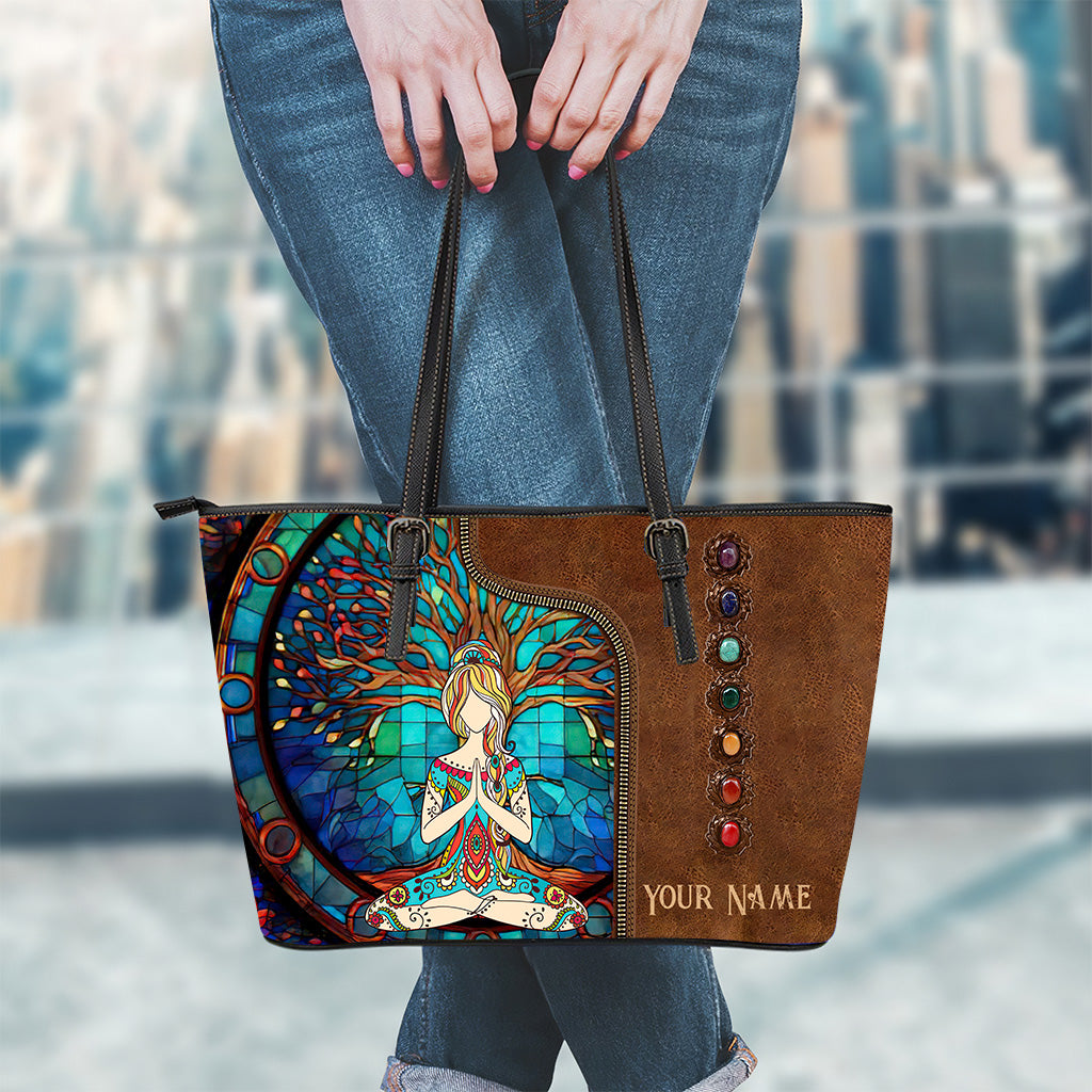 Namaste Green - Sac de yoga personnalisé en cuir