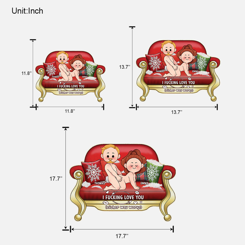 I Love You - Personalized Couple Custom Shaped Wood Sign