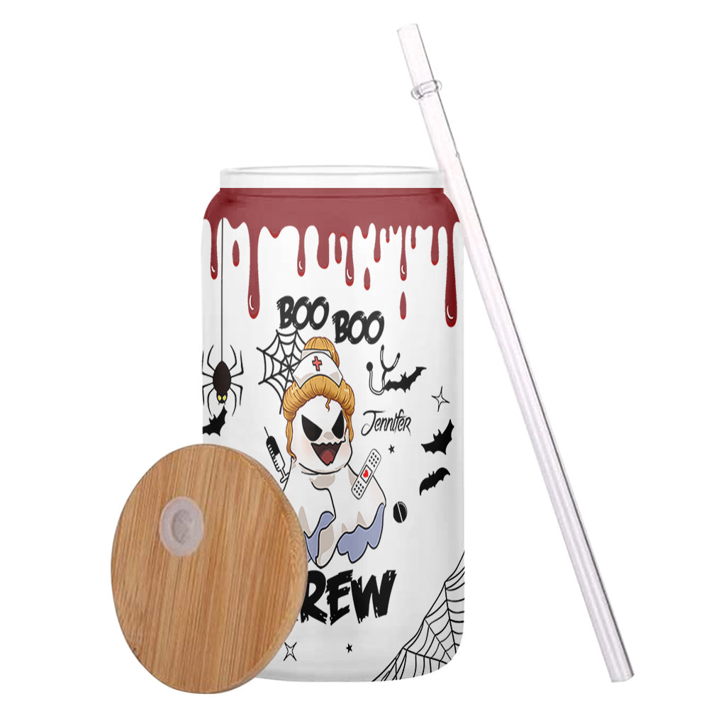 Boo Boo Crew - Personalized Nurse Can Glass