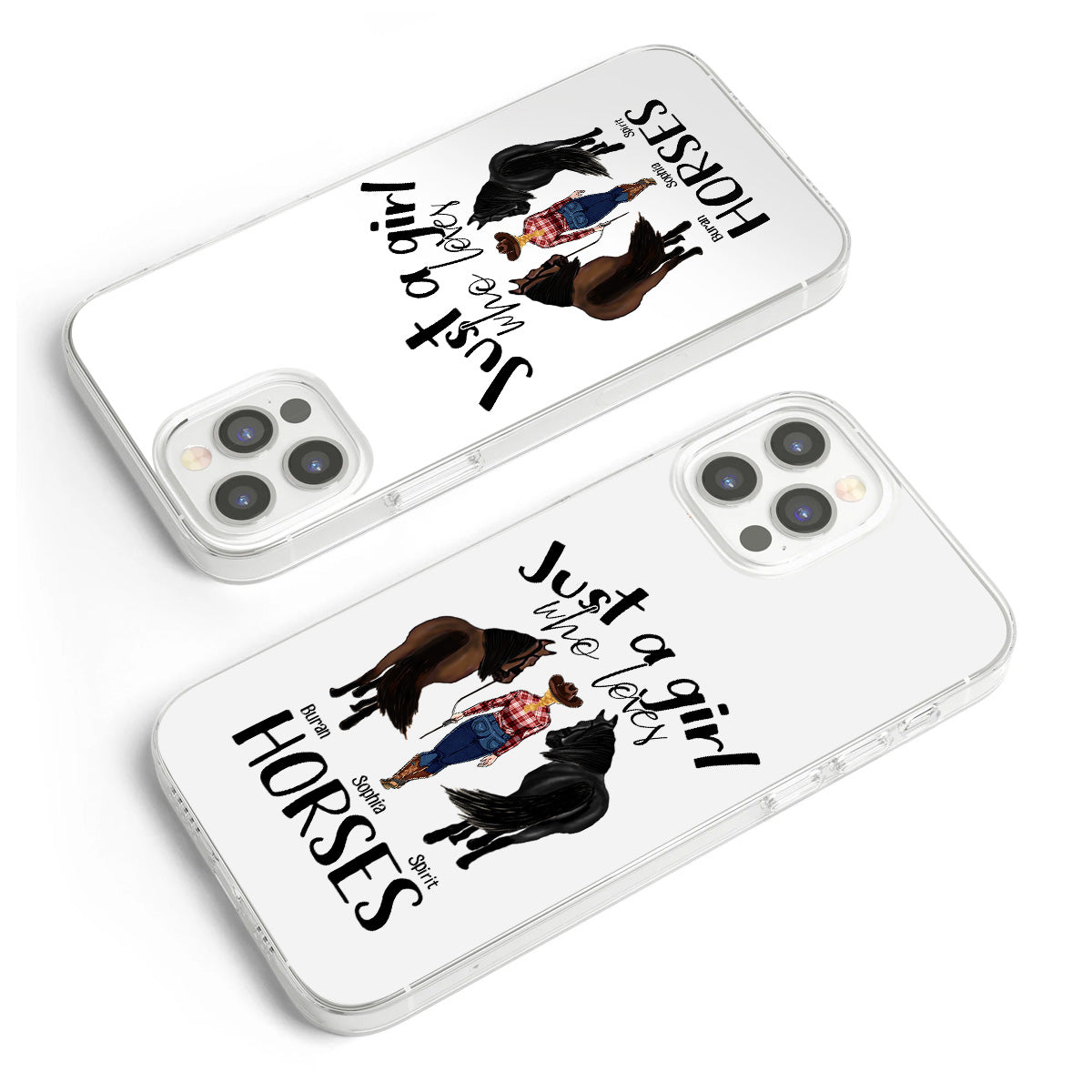 Juste une fille qui aime les chevaux - Coque de téléphone transparente personnalisée avec motif cheval