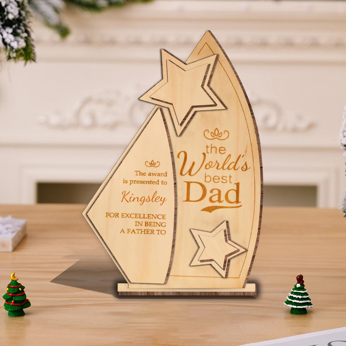 Dad's Trophy - Personalized Father 3 Layered Big Freestanding
