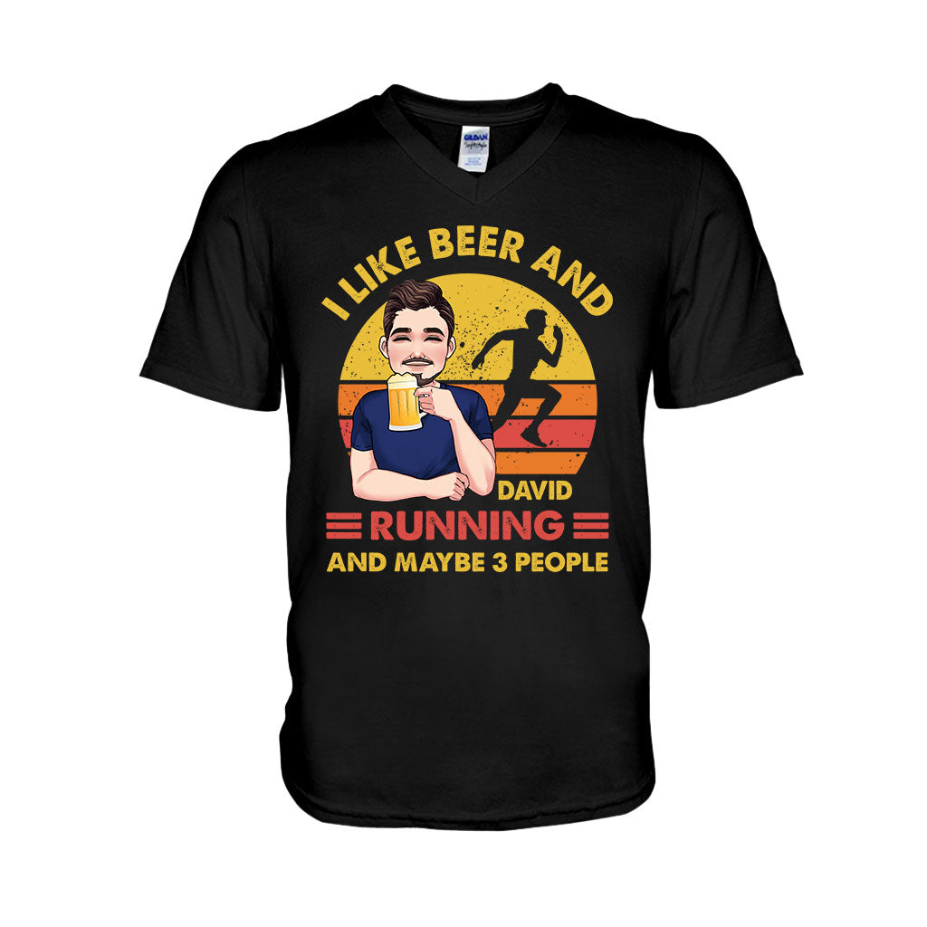 Ich mag Bier und Laufen – personalisiertes Lauf-T-Shirt und Hoodie