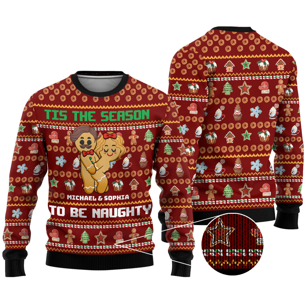 Tis The Season To Be Naughty - Personalized Couple Ugly Sweater