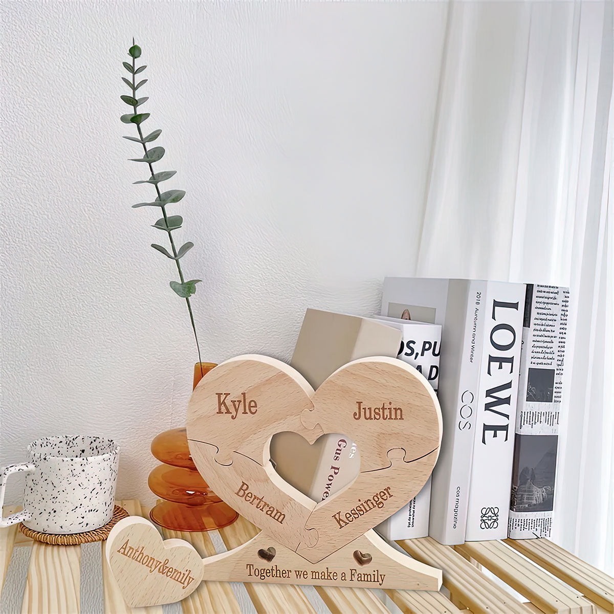 Gemeinsam sind wir eine Familie – Personalisiertes Familien-Holzpuzzle zum Aufstellen