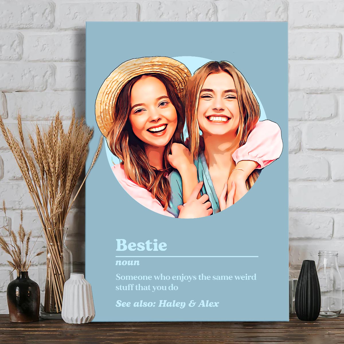 Bestie Portrait Definition - Personalisierte Bestie Leinwand und Poster