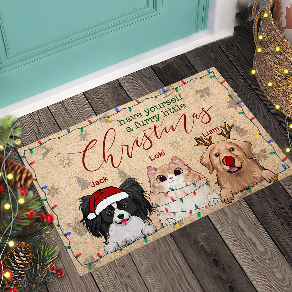 Have Yourself a Furry Little Christmas - Personalized Dog Doormat