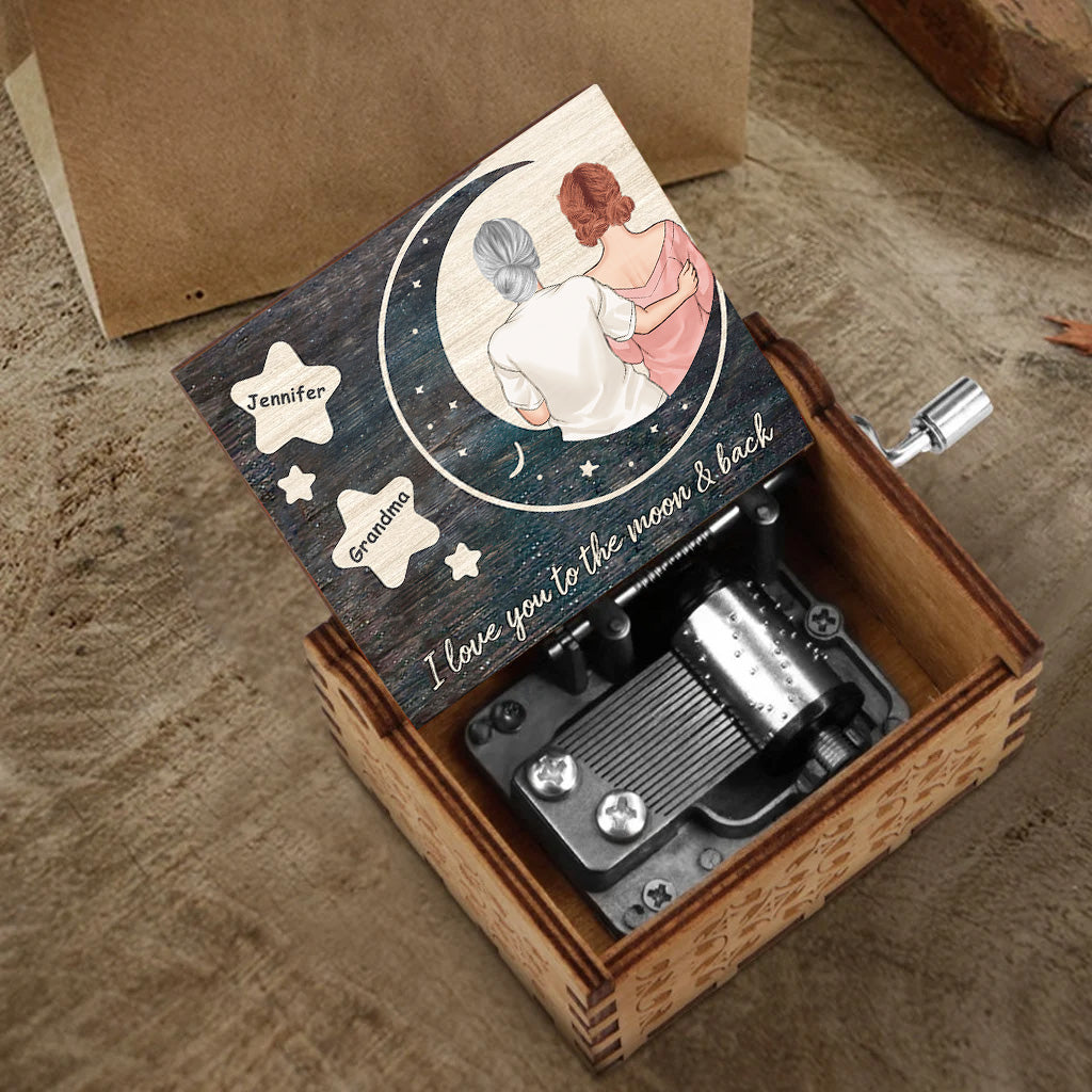 I Love You - Gift for mom, daughter, son, granddaughter, grandson, grandma - Personalized Hand Crank Music Box