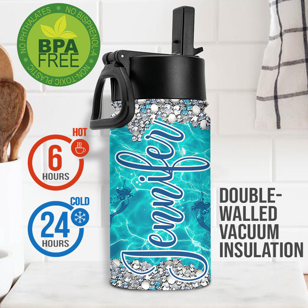 Kleine Meerjungfrau – Personalisierte Familien-Wasserflasche für Kinder