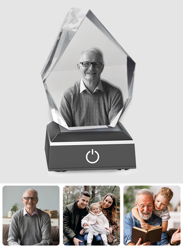 Custom Photo - Personalized Memorial Laser Engraving 3D Iceberg Shaped Crystal Lamp