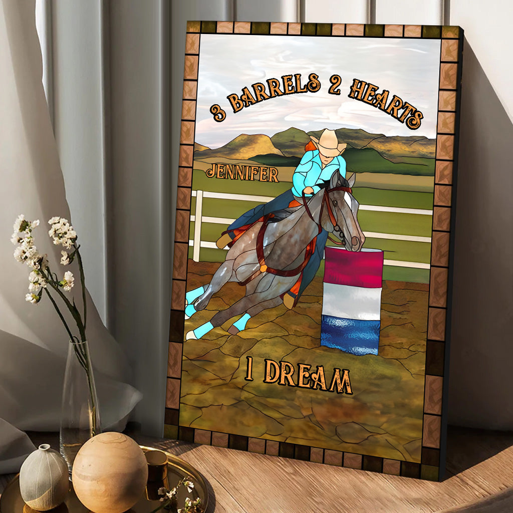 3 Barrels 2 Hearts 1 Dream - Personalized Horse Canvas And Poster