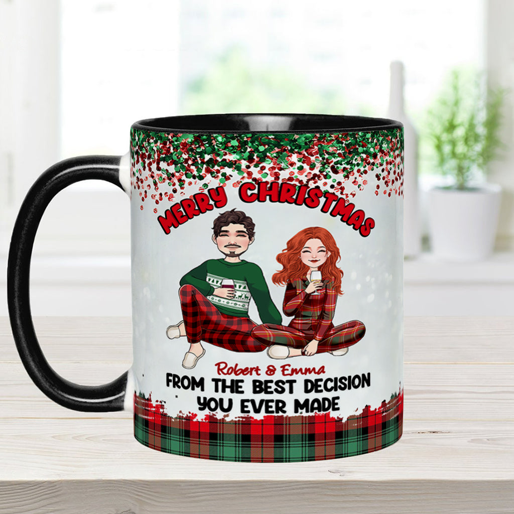 Merry Christmas From The Best Decision You Ever Made - Personalized Couple Accent Mug