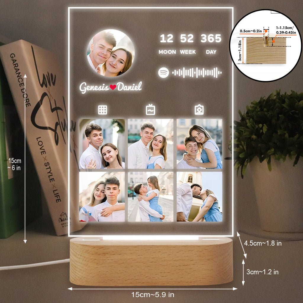 Couple Photo Collection - Personalized Couple Shaped Plaque Light Base