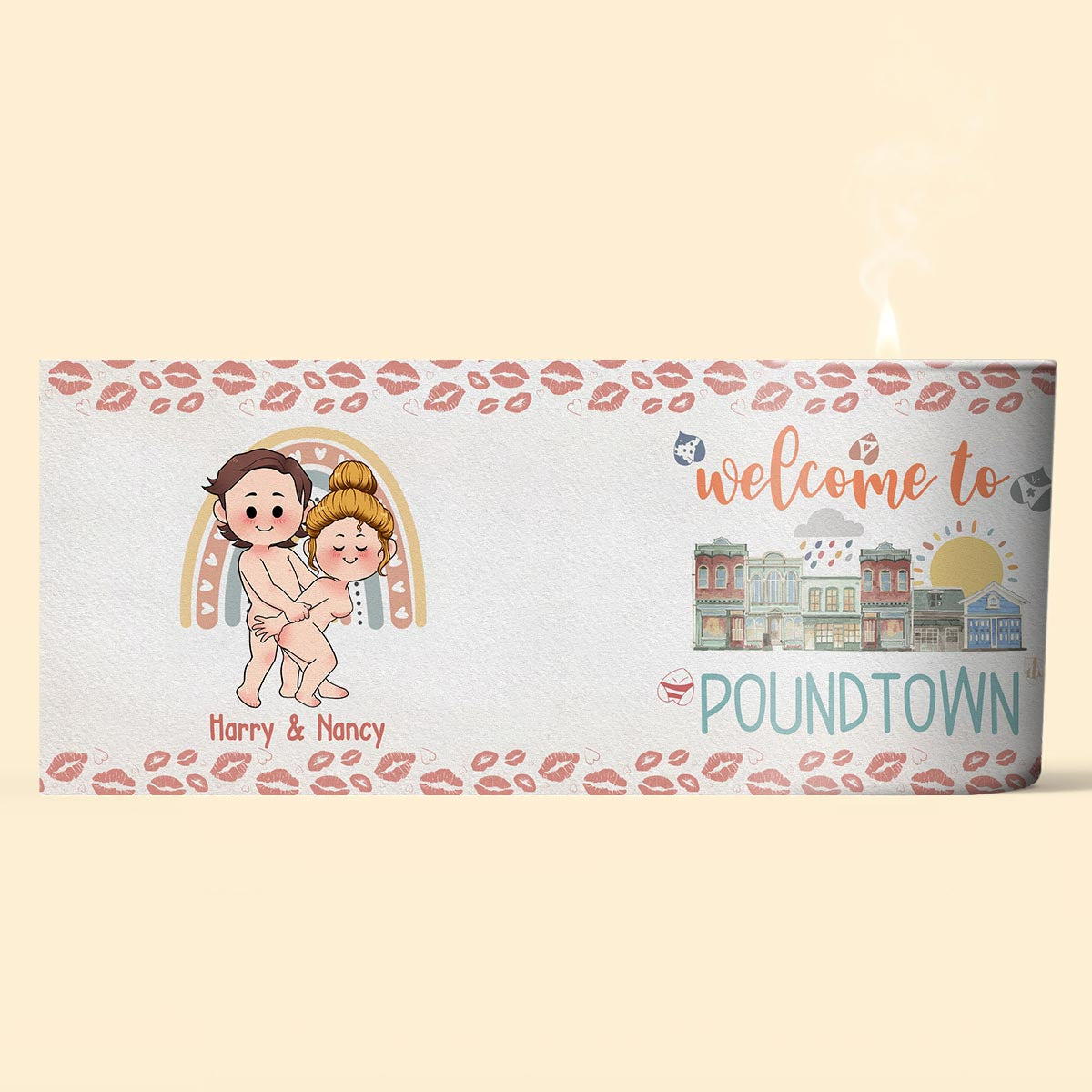 Welcome To The Poundtown Inappropriate Adult - Personalized Couple Candle With Wooden Lid