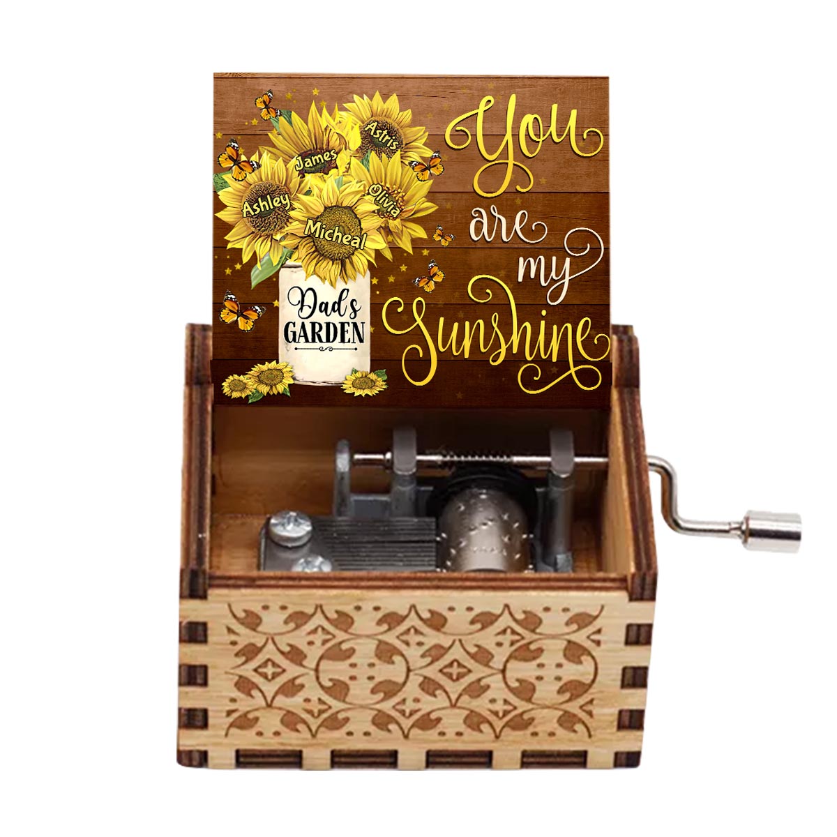 You Are My Sunshine - Gift for grandma, dad, mom, grandpa - Personalized Hand Crank Music Box
