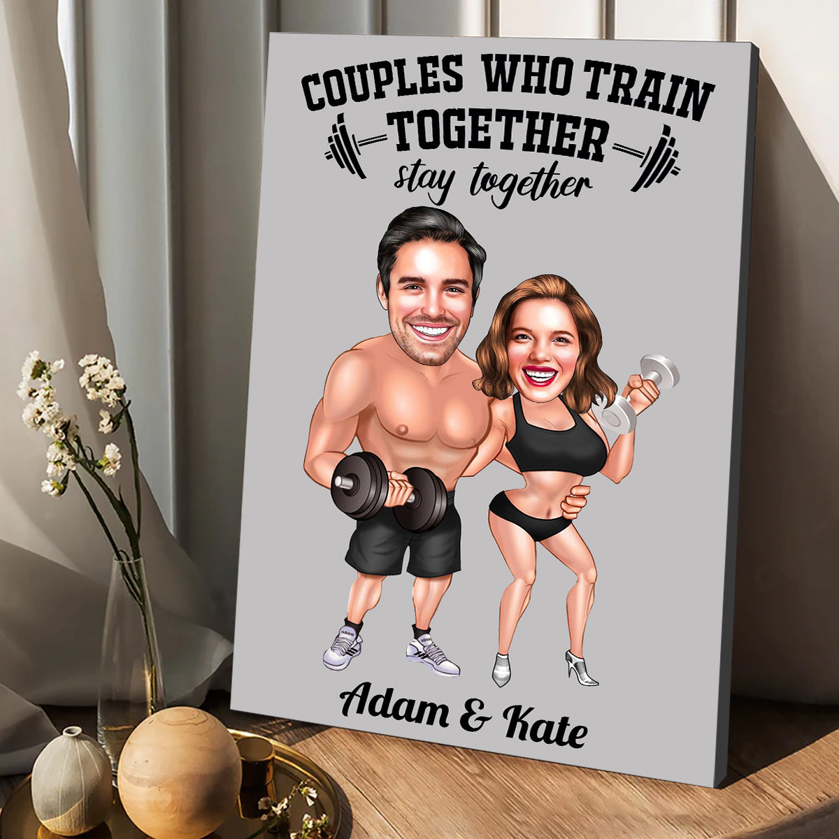 Couples qui s'entraînent ensemble - Toile et affiche de fitness personnalisées