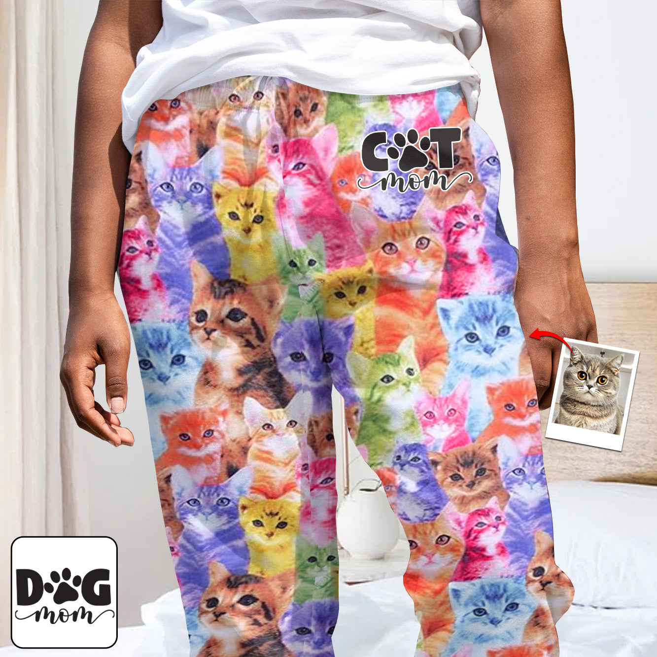 Insertion photo pour un style coloré - Pyjama boutonné personnalisé avec chat