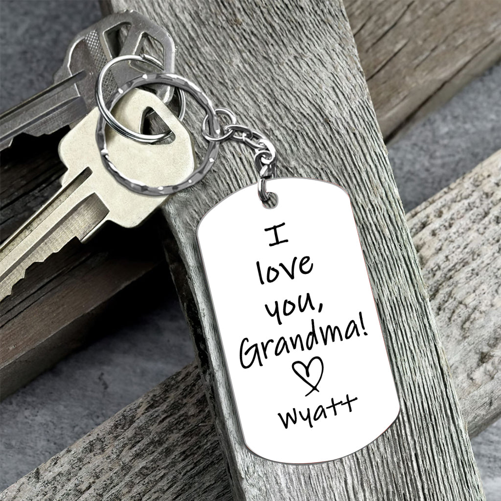 Ich liebe dich, Oma – Personalisierter Oma-Schlüsselanhänger aus Edelstahl