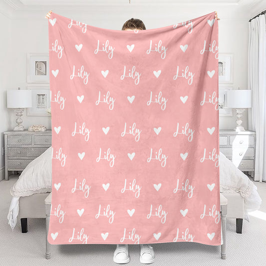 Custom Name Heart Pattern - Personalized Daughter Blanket