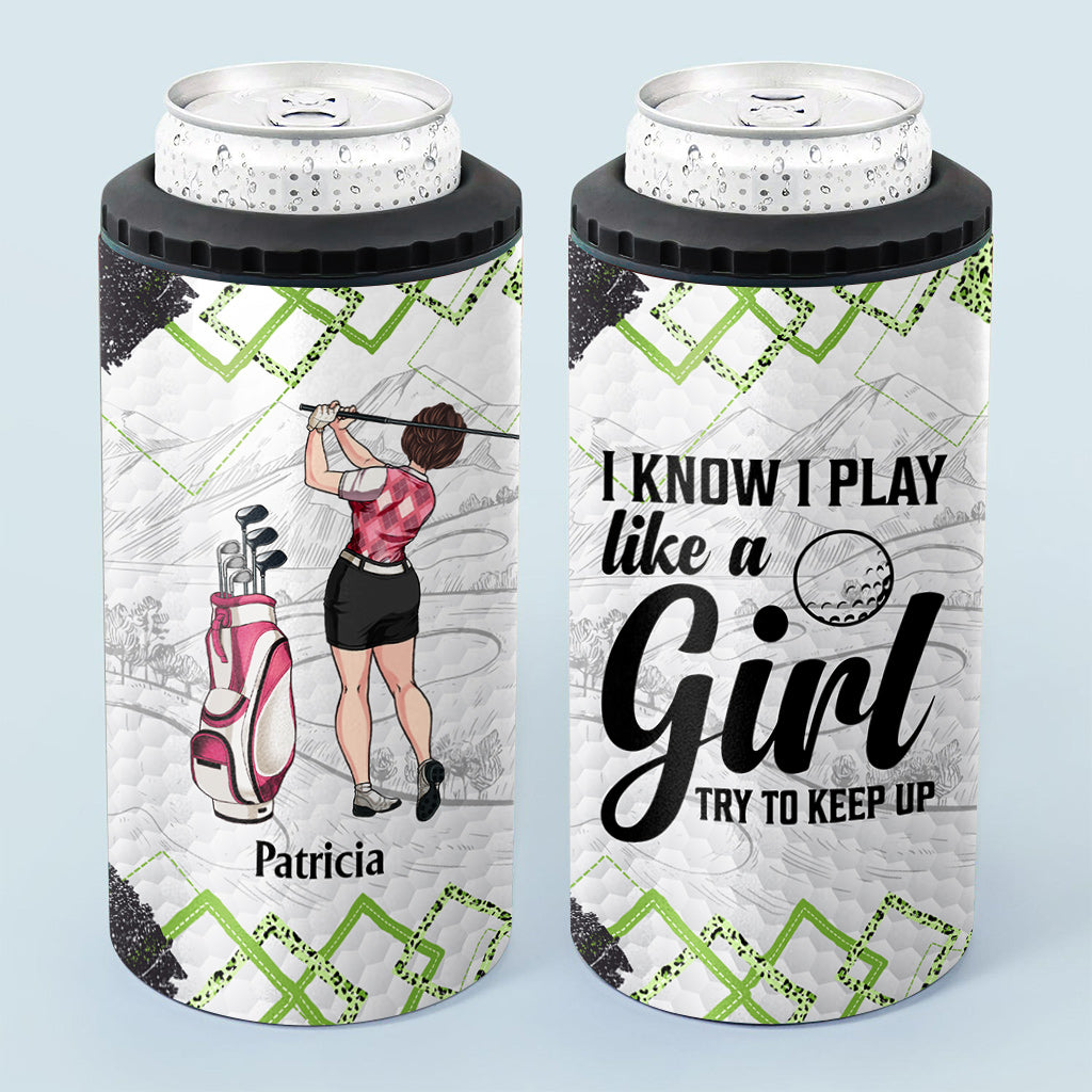 Golf Instruction - Golf gift for her, girlfriend, wife, daughter - Personalized Can Cooler