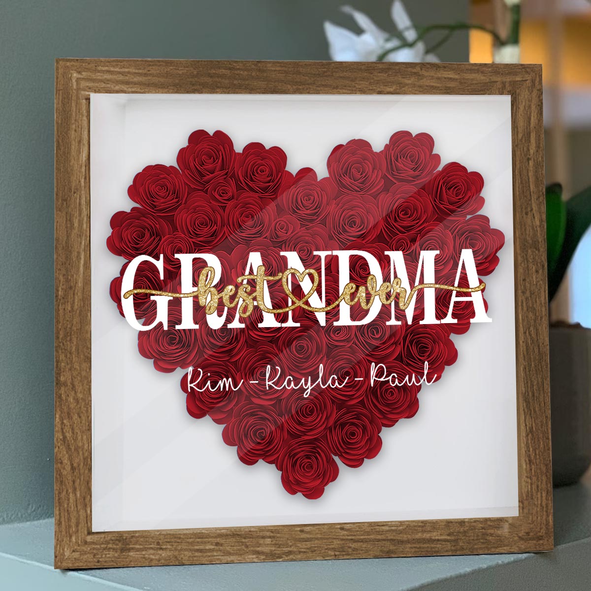 Best Mommy Ever - Gift for mom, grandma, grandpa, dad, aunt, sister - Personalized Flower Shadow Box