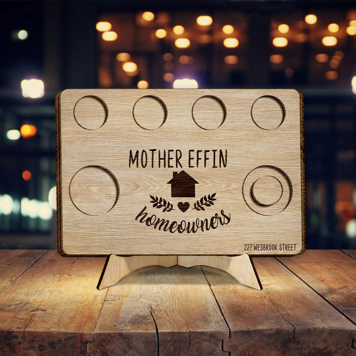 Plaque en bois personnalisée « Mère Effin Houseowner » (2 couches)