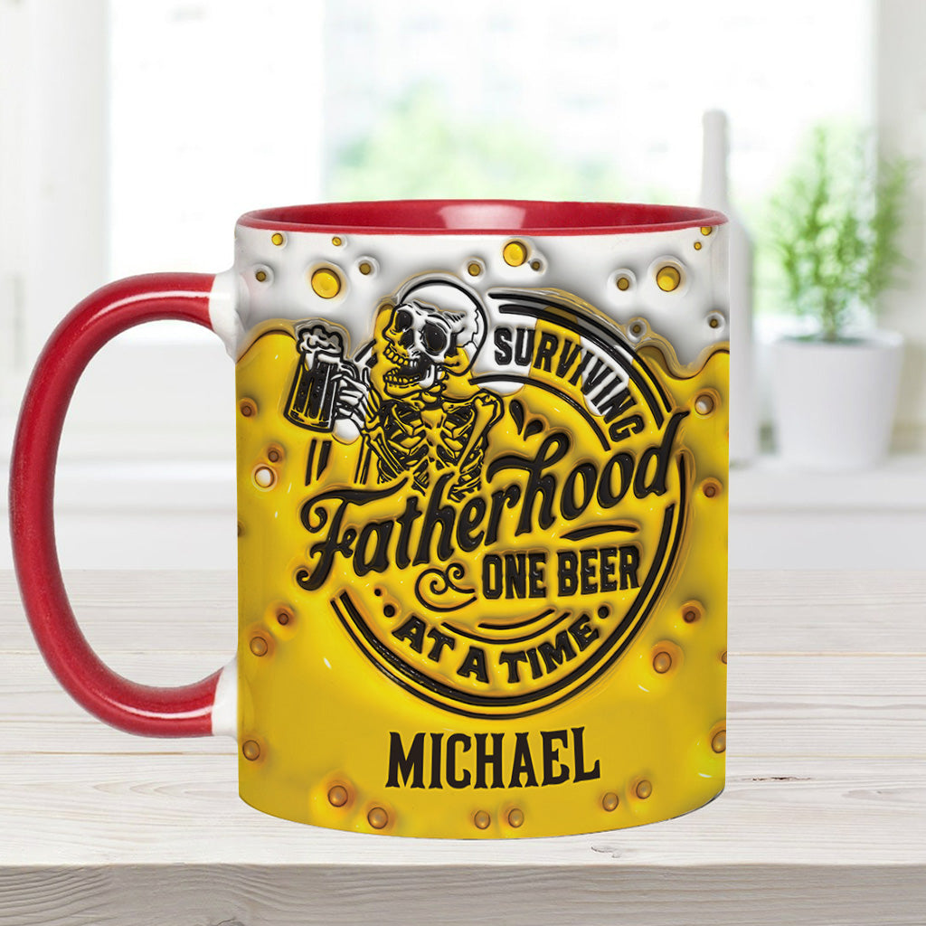 Surviving Fatherhood - Personalized Father Accent Mug