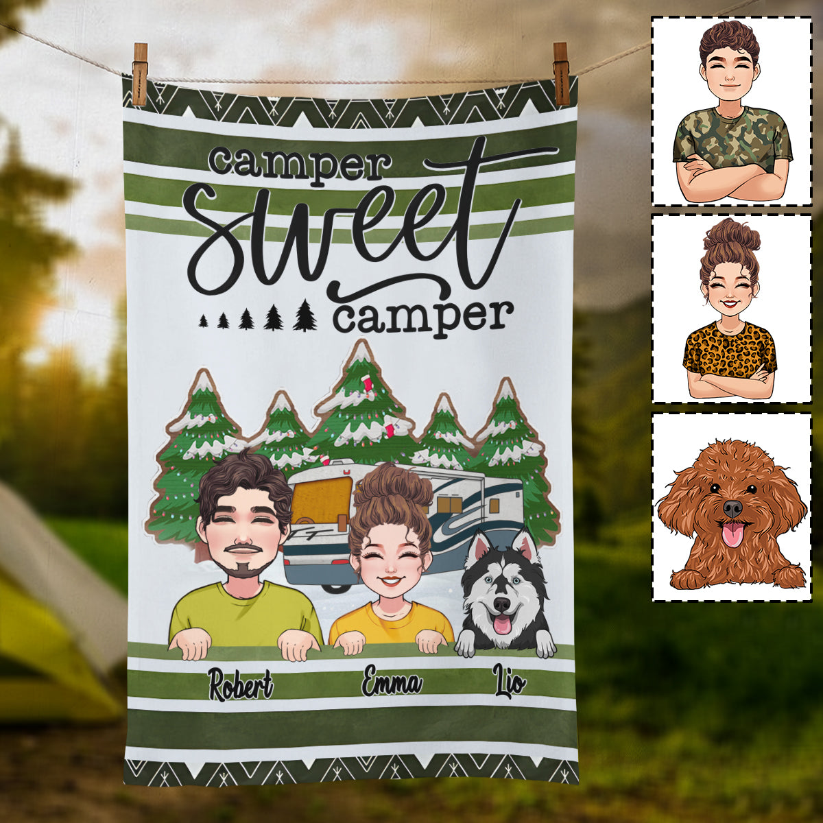 Camper Sweet Camper – personalisiertes Campinghandtuch
