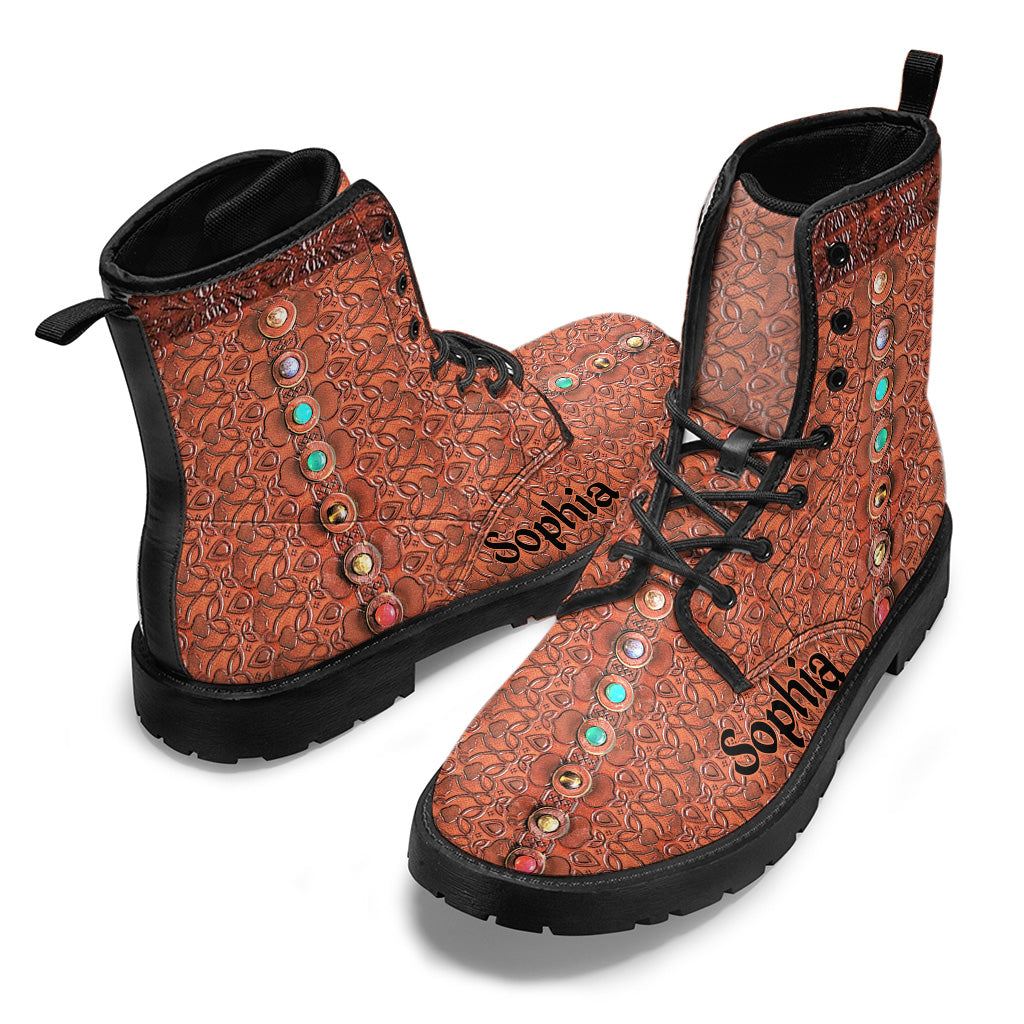 Namaste - Bottes de yoga en cuir personnalisées