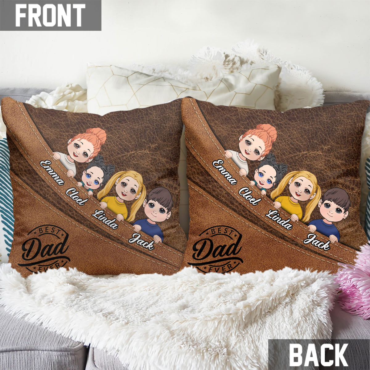 Best Dad/Grandma/Grandpa/Mom Ever - Personalized Father Throw Pillow