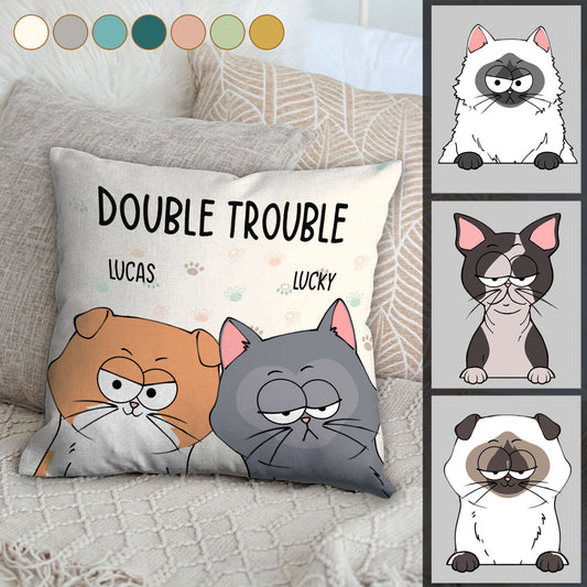 Coussin décoratif personnalisé Double Trouble pour chat