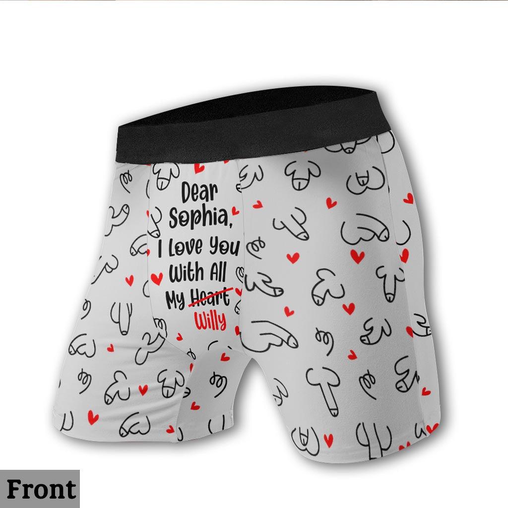 I Love You With All My Willy - Personalized Couple Men Boxer Briefs